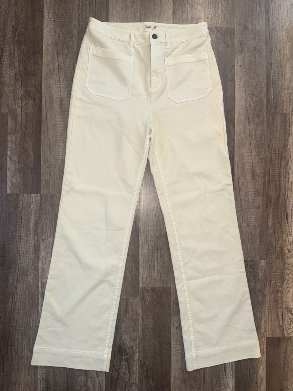 Faherty Cream Wide Leg Jeans
